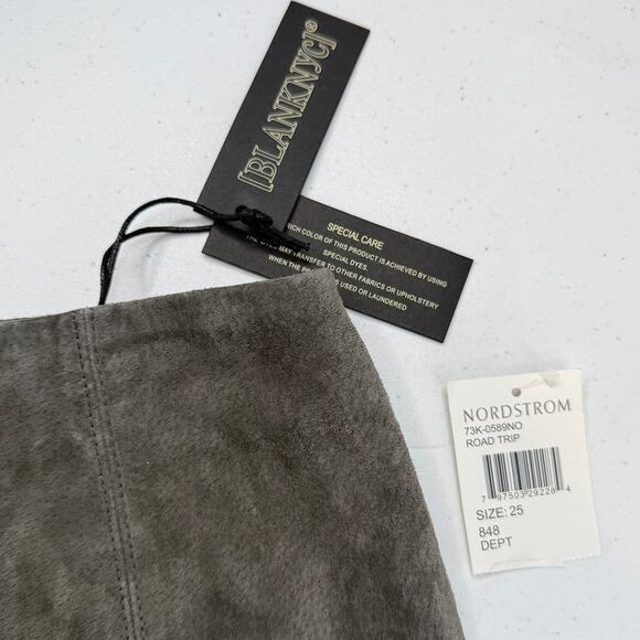 NWT Blank NYC Road Trip Mini Skirt Suede Front Slit Zip Closure Gray Size 25 - Picture 2 of 9